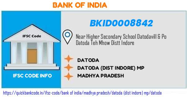 Bank of India Datoda BKID0008842 IFSC Code