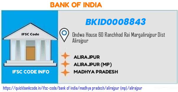 Bank of India Alirajpur BKID0008843 IFSC Code