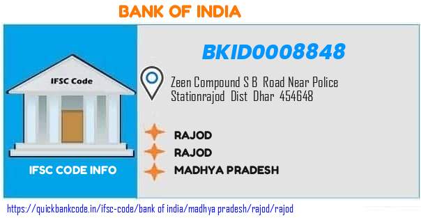 Bank of India Rajod BKID0008848 IFSC Code