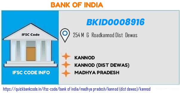 Bank of India Kannod BKID0008916 IFSC Code