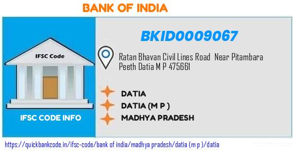 Bank of India Datia BKID0009067 IFSC Code