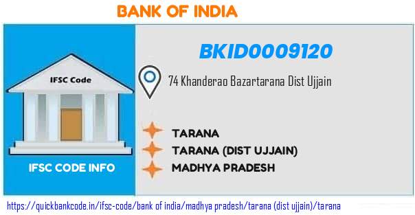 Bank of India Tarana BKID0009120 IFSC Code