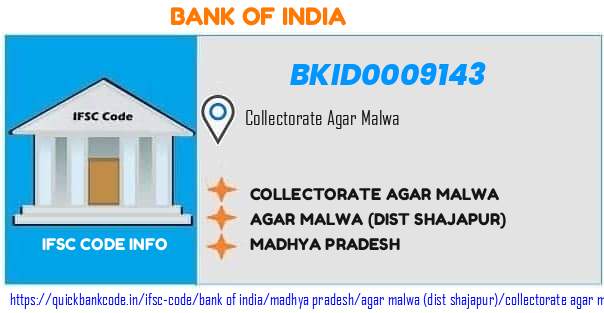 Bank of India Collectorate Agar Malwa BKID0009143 IFSC Code