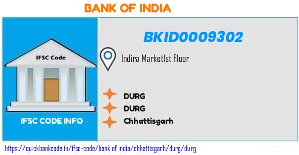Bank of India Durg BKID0009302 IFSC Code