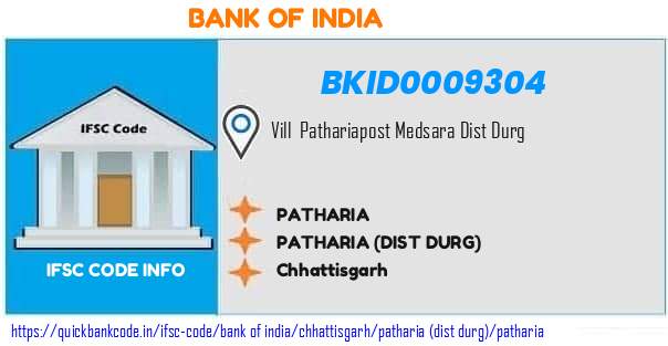 Bank of India Patharia BKID0009304 IFSC Code