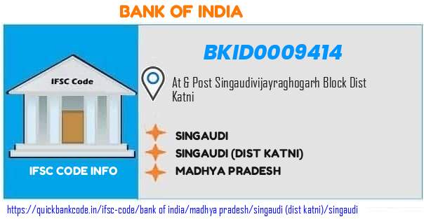 Bank of India Singaudi BKID0009414 IFSC Code