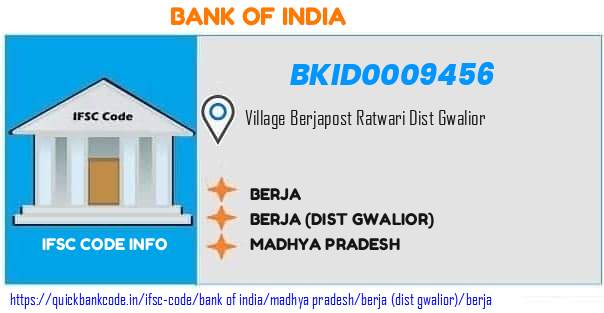 Bank of India Berja BKID0009456 IFSC Code