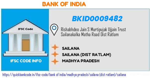Bank of India Sailana BKID0009482 IFSC Code