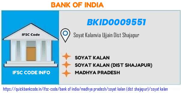 Bank of India Soyat Kalan BKID0009551 IFSC Code