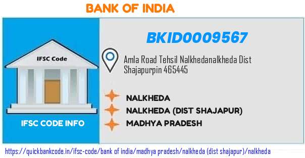 Bank of India Nalkheda BKID0009567 IFSC Code