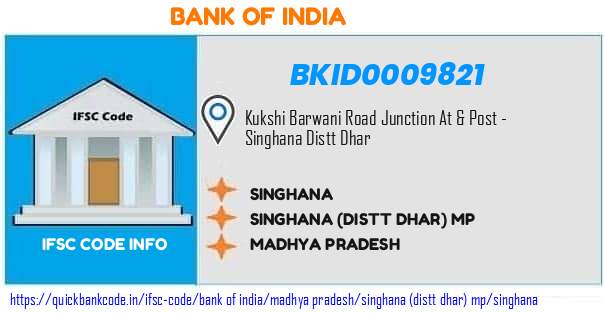 Bank of India Singhana BKID0009821 IFSC Code