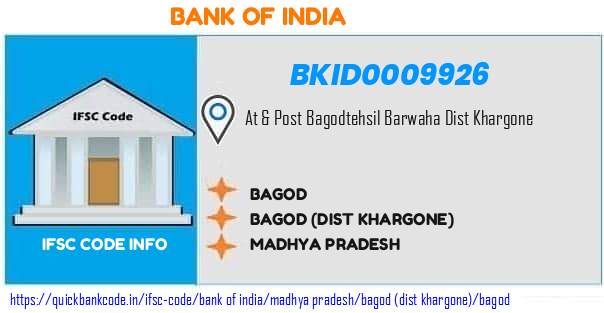 Bank of India Bagod BKID0009926 IFSC Code