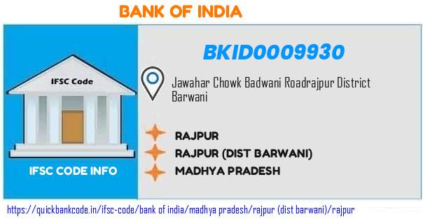Bank of India Rajpur BKID0009930 IFSC Code