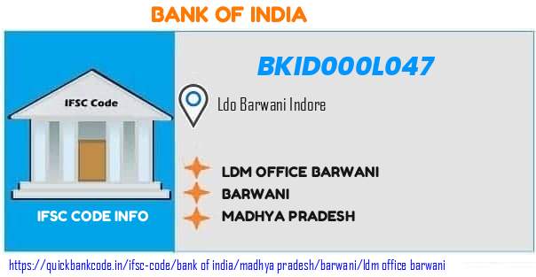 Bank of India Ldm Office Barwani BKID000L047 IFSC Code