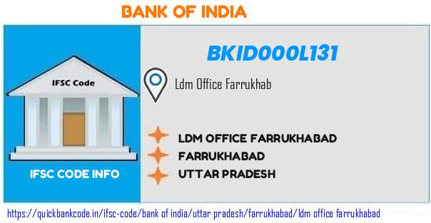 Bank of India Ldm Office Farrukhabad BKID000L131 IFSC Code