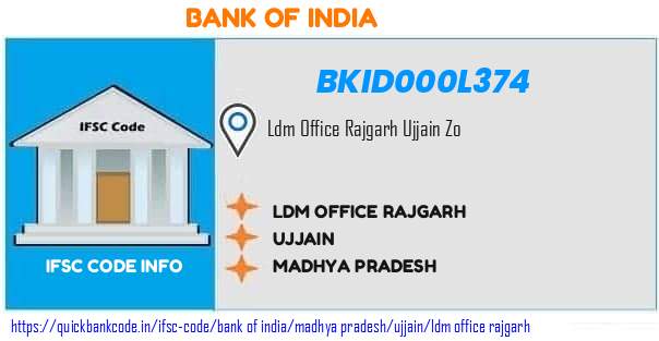 Bank of India Ldm Office Rajgarh BKID000L374 IFSC Code