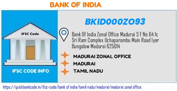 Bank of India Madurai Zonal Office BKID000ZO93 IFSC Code