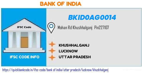 Bank of India Khushhalganj BKID0AG0014 IFSC Code