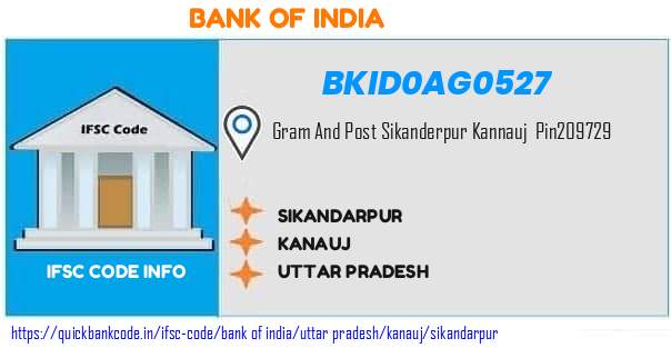 Bank of India Sikandarpur BKID0AG0527 IFSC Code