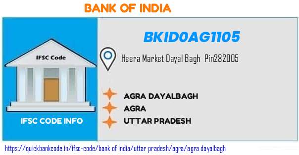 Bank of India Agra Dayalbagh BKID0AG1105 IFSC Code