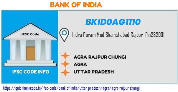 Bank of India Agra Rajpur Chungi BKID0AG1110 IFSC Code