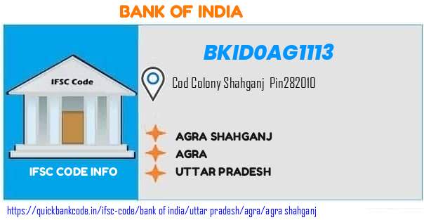 Bank of India Agra Shahganj BKID0AG1113 IFSC Code