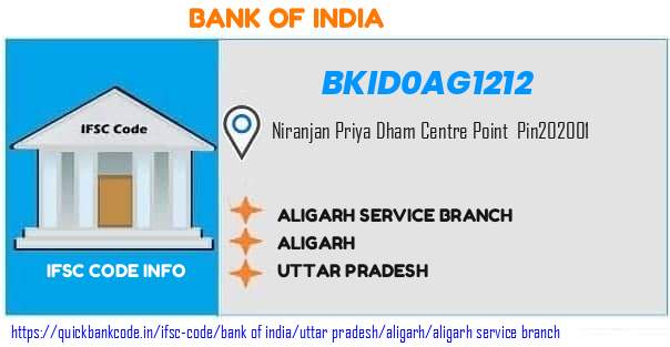 Bank of India Aligarh Service Branch BKID0AG1212 IFSC Code