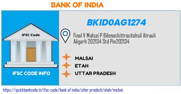 Bank of India Malsai BKID0AG1274 IFSC Code