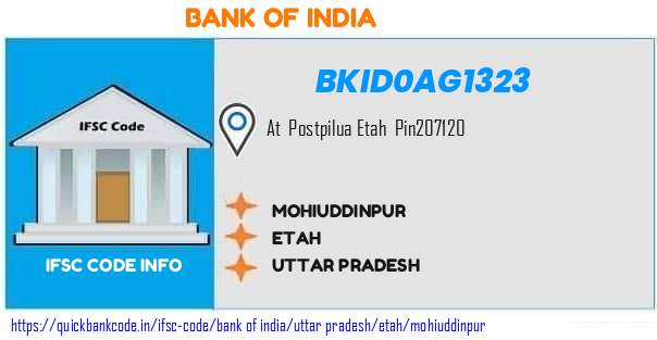 Bank of India Mohiuddinpur BKID0AG1323 IFSC Code