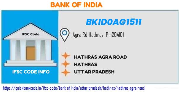 Bank of India Hathras Agra Road BKID0AG1511 IFSC Code