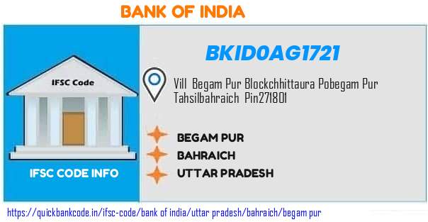 Bank of India Begam Pur BKID0AG1721 IFSC Code