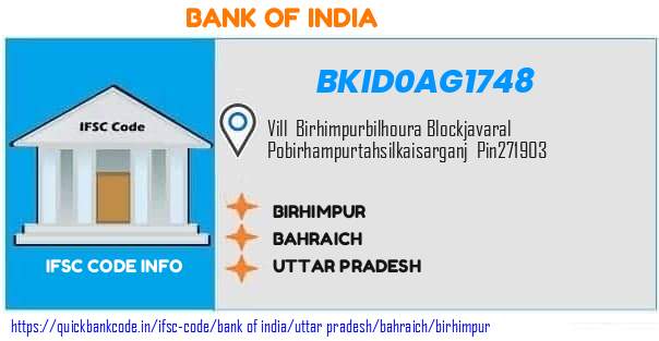 Bank of India Birhimpur BKID0AG1748 IFSC Code