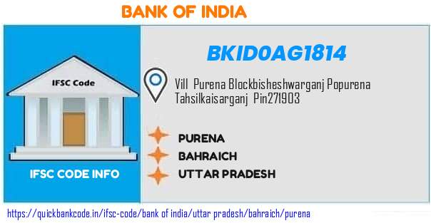 Bank of India Purena BKID0AG1814 IFSC Code