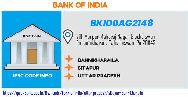 Bank of India Bannikharaila BKID0AG2148 IFSC Code