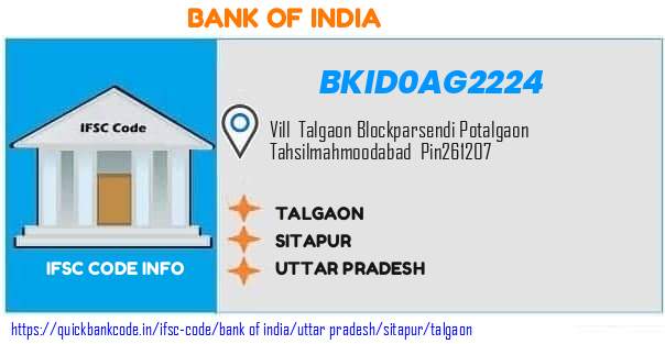 Bank of India Talgaon BKID0AG2224 IFSC Code