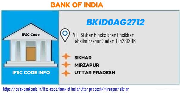 Bank of India Sikhar BKID0AG2712 IFSC Code