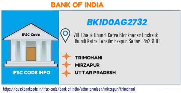 Bank of India Trimohani BKID0AG2732 IFSC Code