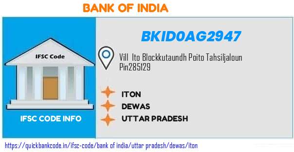 Bank of India Iton BKID0AG2947 IFSC Code