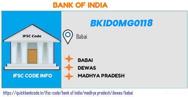 Bank of India Babai BKID0MG0118 IFSC Code