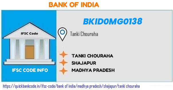 Bank of India Tanki Chouraha BKID0MG0138 IFSC Code