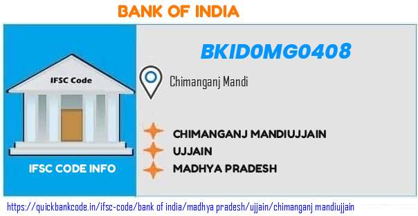 Bank of India Chimanganj Mandiujjain BKID0MG0408 IFSC Code