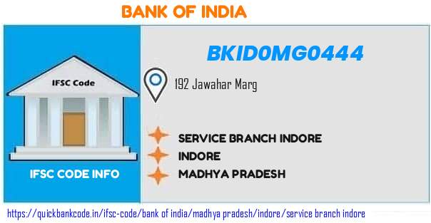 Bank of India Service Branch Indore BKID0MG0444 IFSC Code