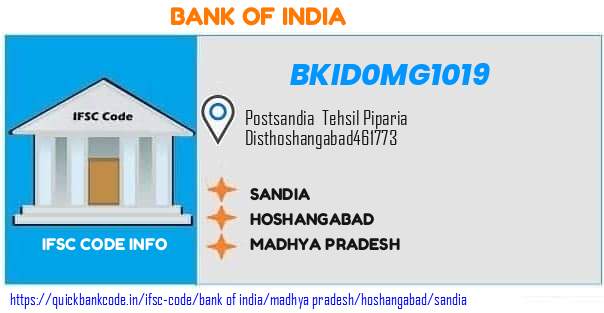 Bank of India Sandia BKID0MG1019 IFSC Code