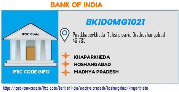 Bank of India Khaparkheda BKID0MG1021 IFSC Code