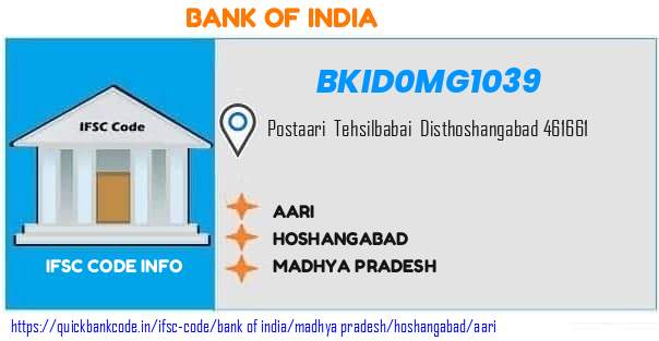 Bank of India Aari BKID0MG1039 IFSC Code