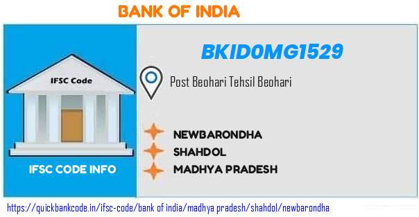 Bank of India Newbarondha BKID0MG1529 IFSC Code