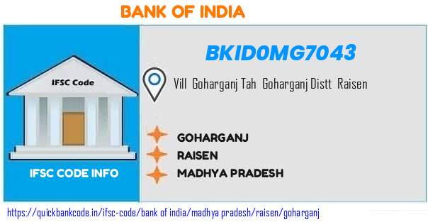 Bank of India Goharganj BKID0MG7043 IFSC Code