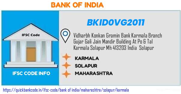 Bank of India Karmala BKID0VG2011 IFSC Code