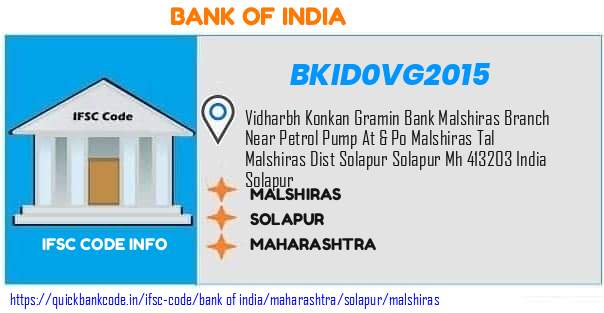 Bank of India Malshiras BKID0VG2015 IFSC Code