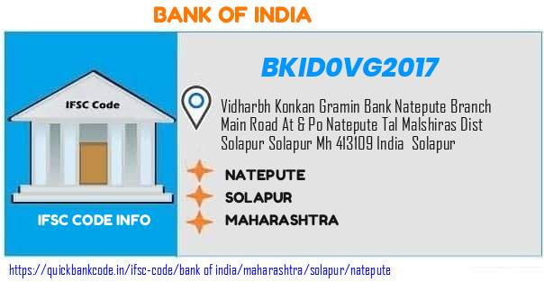 Bank of India Natepute BKID0VG2017 IFSC Code